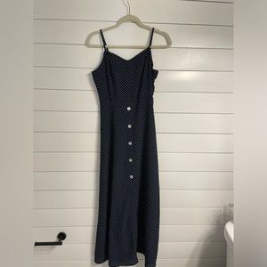 Long navy maxi dress with buttons